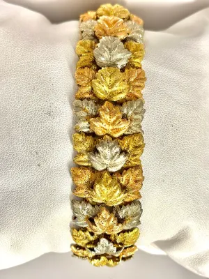 1940s STUNNING 18K BUCCELATTI TRI-COLOR GOLD LEAF LINK BRACELET - $100k APR wCoA