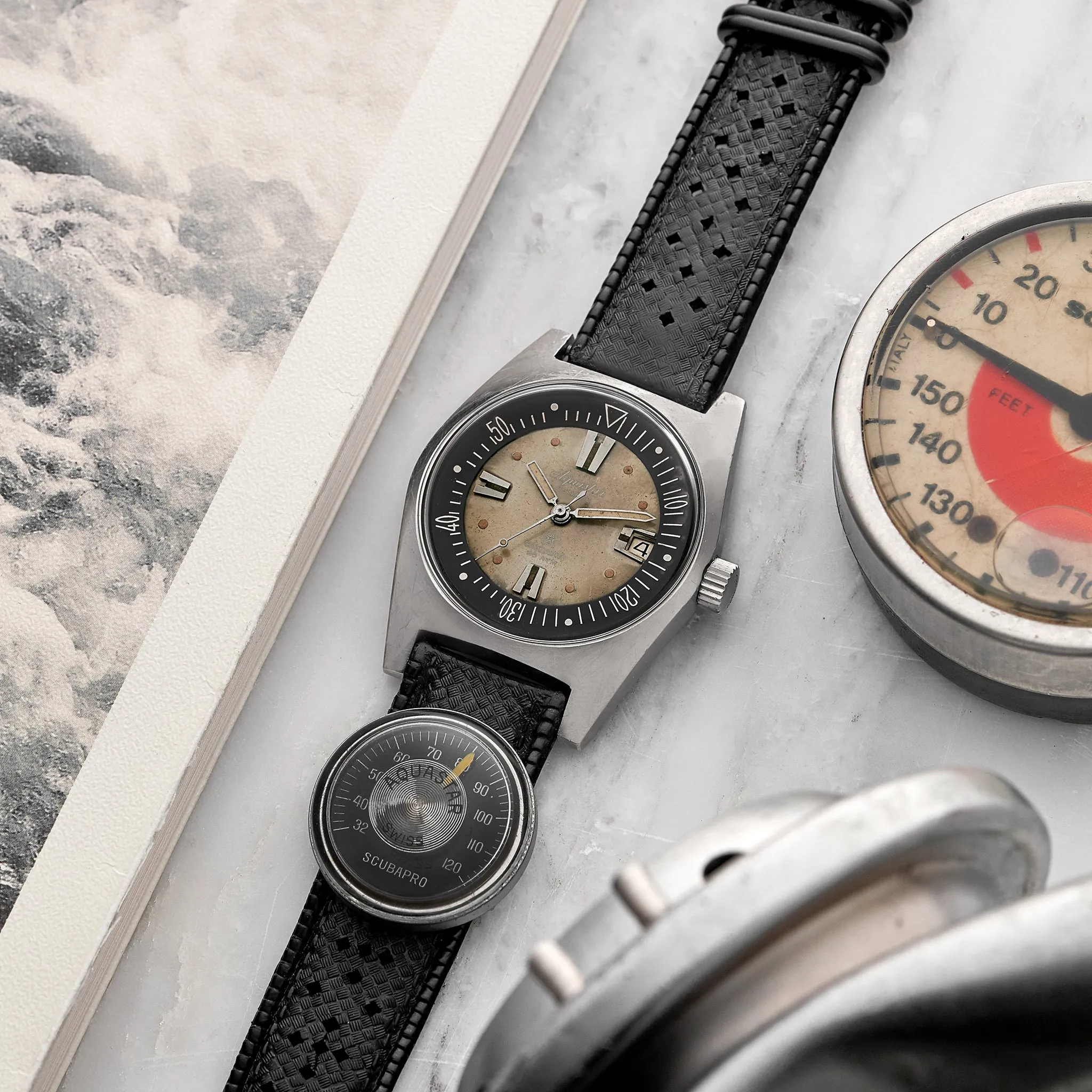 1960s Aquastar 63 For Scubapro Ref. 1713 With Thermometer