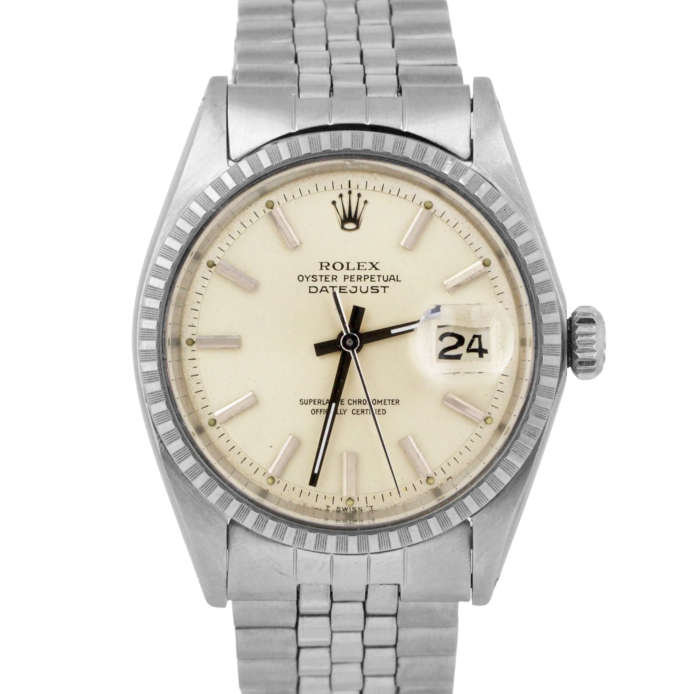 1969 Rolex DateJust IVORY 36mm Stainless Steel Automatic Jubilee Watch 1603