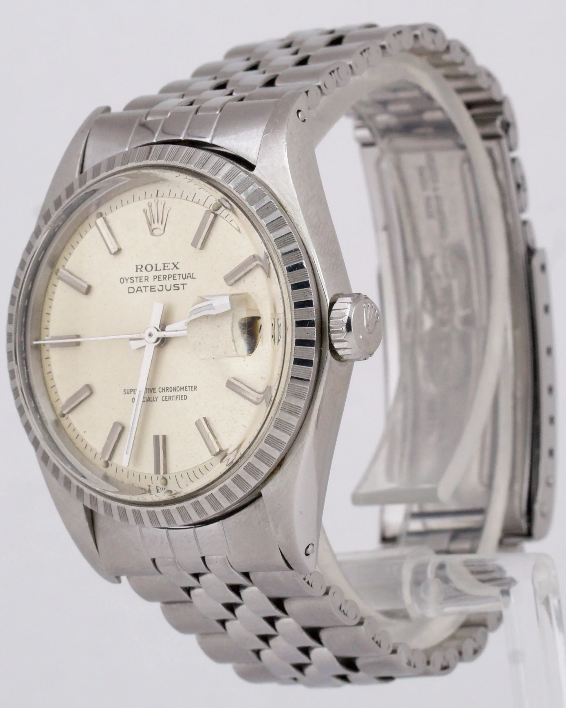 1969 Rolex DateJust IVORY 36mm Stainless Steel Automatic Jubilee Watch 1603
