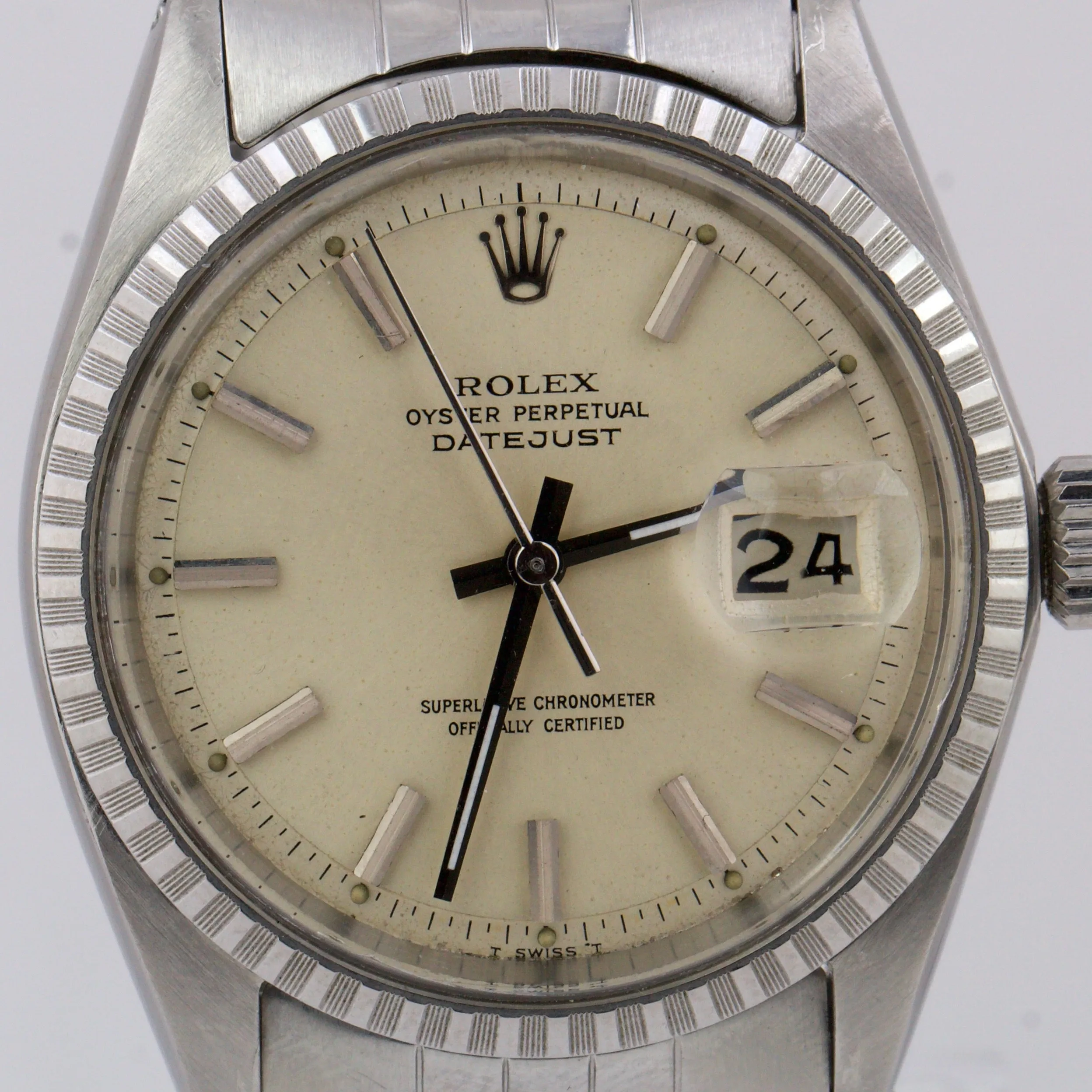 1969 Rolex DateJust IVORY 36mm Stainless Steel Automatic Jubilee Watch 1603