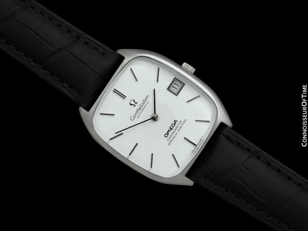 1970 Omega Constellation Chronometer Vintage Mens Tonneau Watch - Stainless Steel