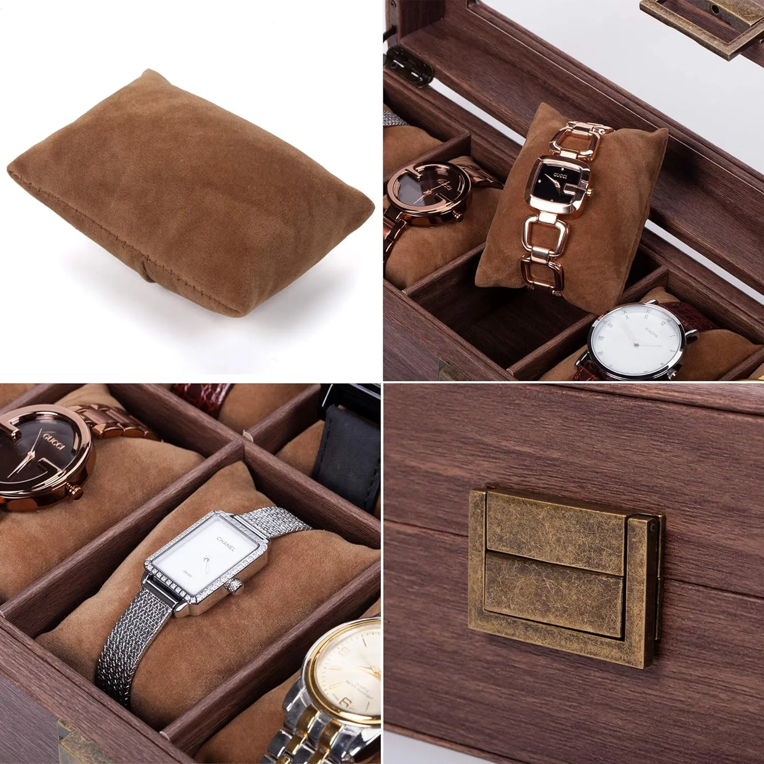 39 X 8.4 X 21Cm 12-Slot Wooden Watch Case Organizer Storage Box Blwl0072