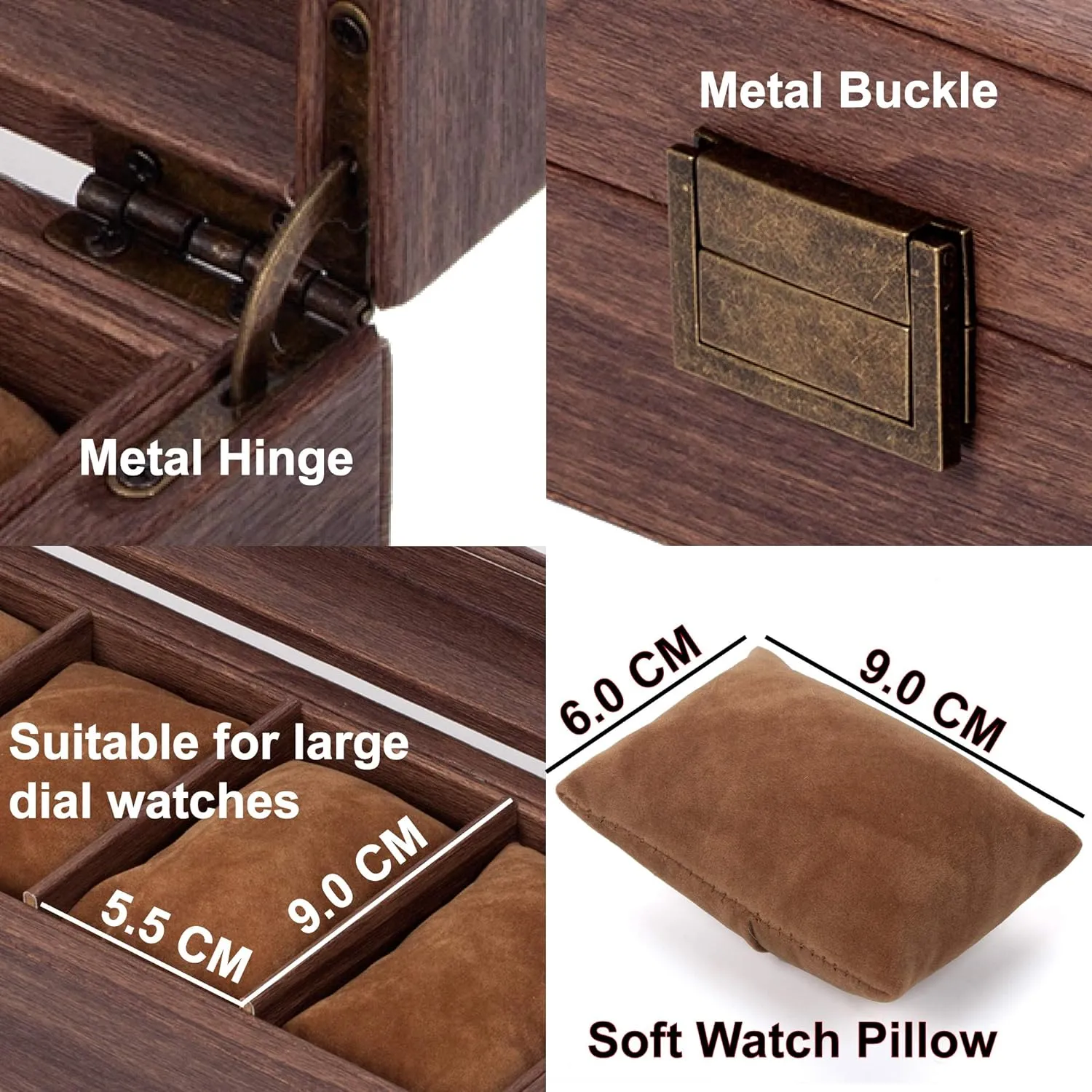 39 X 8.4 X 21Cm 12-Slot Wooden Watch Case Organizer Storage Box Blwl0072