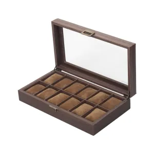 39 X 8.4 X 21Cm 12-Slot Wooden Watch Case Organizer Storage Box Blwl0072
