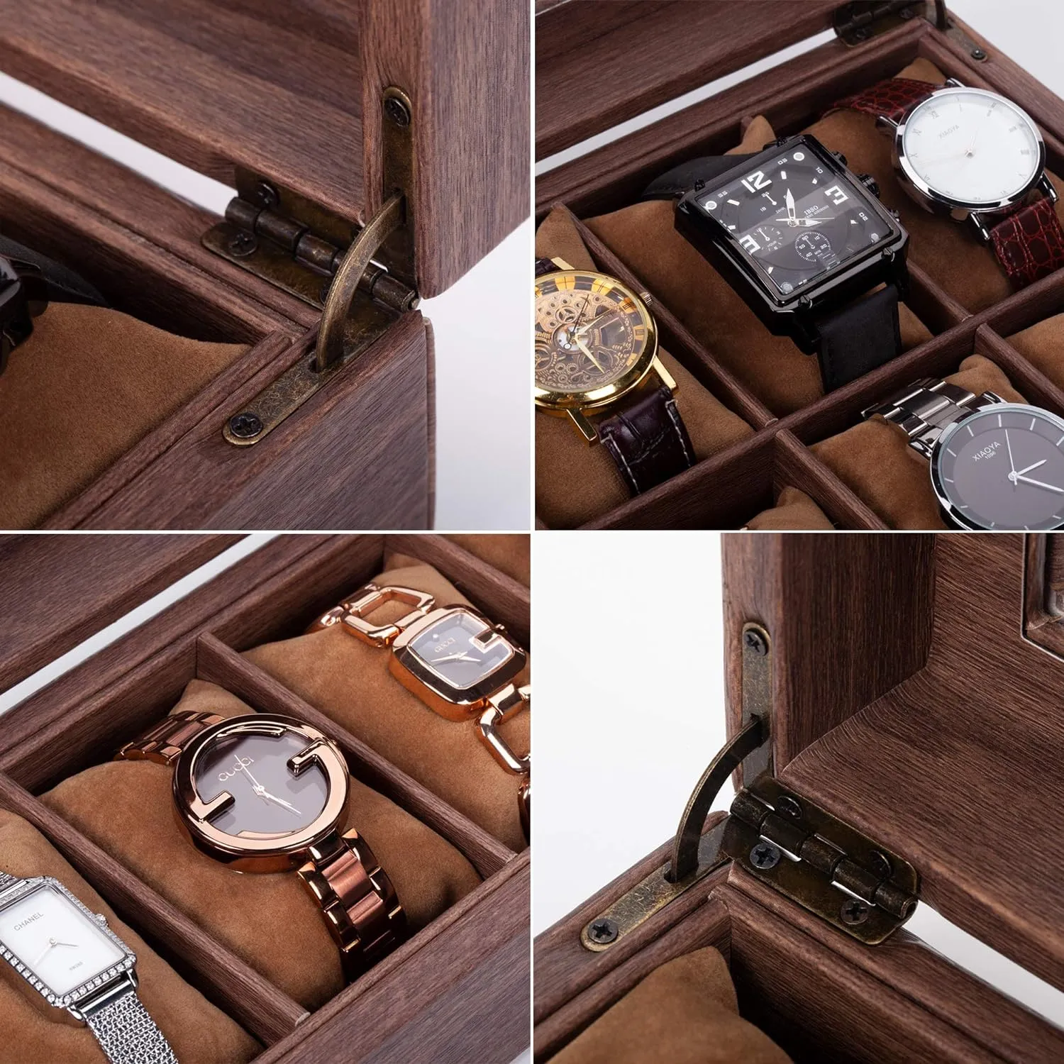 39 X 8.4 X 21Cm 12-Slot Wooden Watch Case Organizer Storage Box Blwl0072