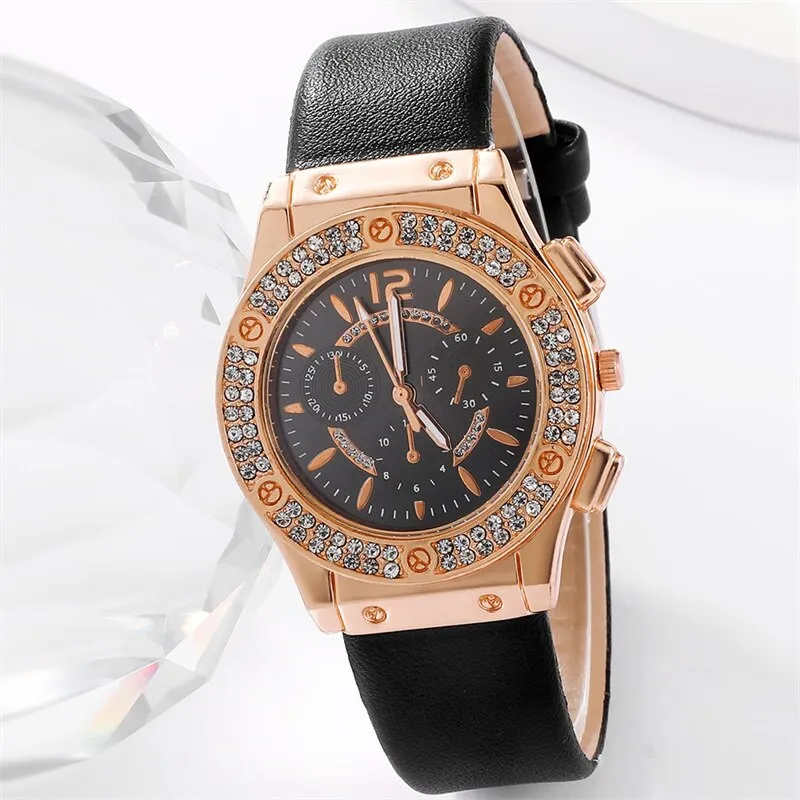 5pcs Set Watches Women Leather Band Ladies Watch Simple Casual Womens Analog Wristwatch Bracelet Gift Montre Femme