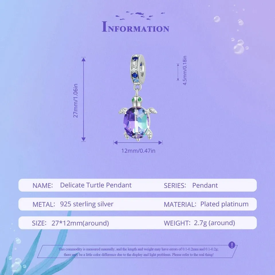 925 Sterling Silver Dazzling Sea Turtle Pendant Necklace Dreamy Ocean Neck Chain for Women Party Fine Jewelry Gift
