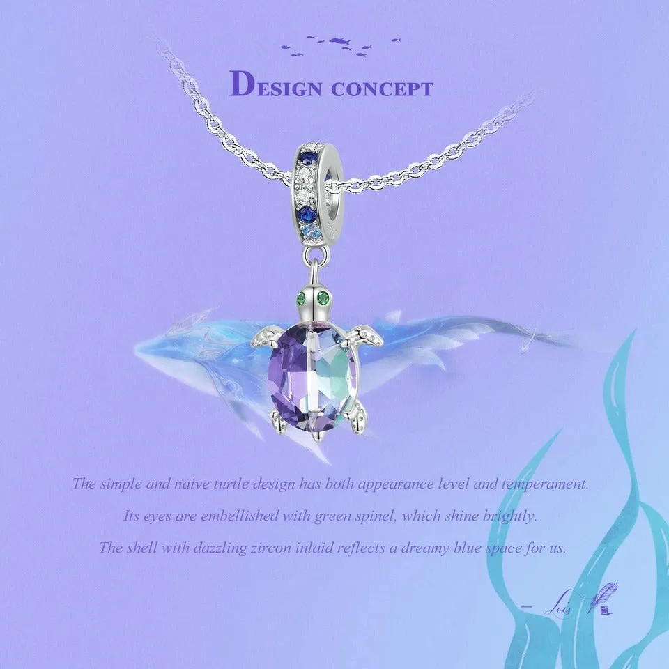 925 Sterling Silver Dazzling Sea Turtle Pendant Necklace Dreamy Ocean Neck Chain for Women Party Fine Jewelry Gift