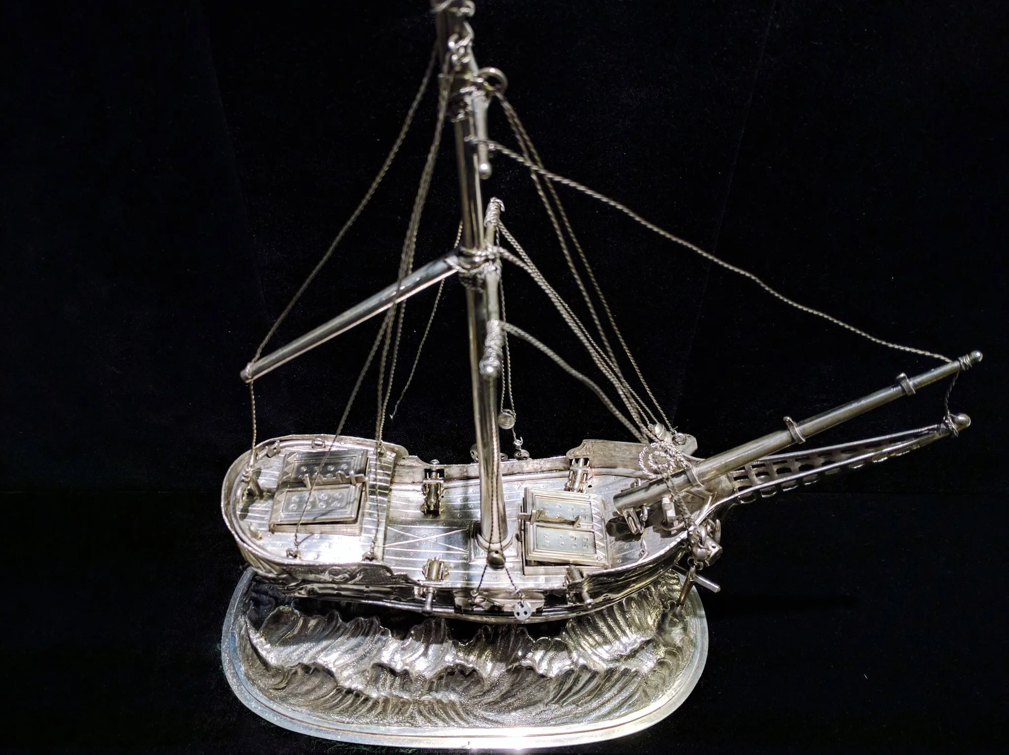 A German Silver Ship Inkstand Circa 1700s Intricate Detail w/ COA- $15K VALUE!