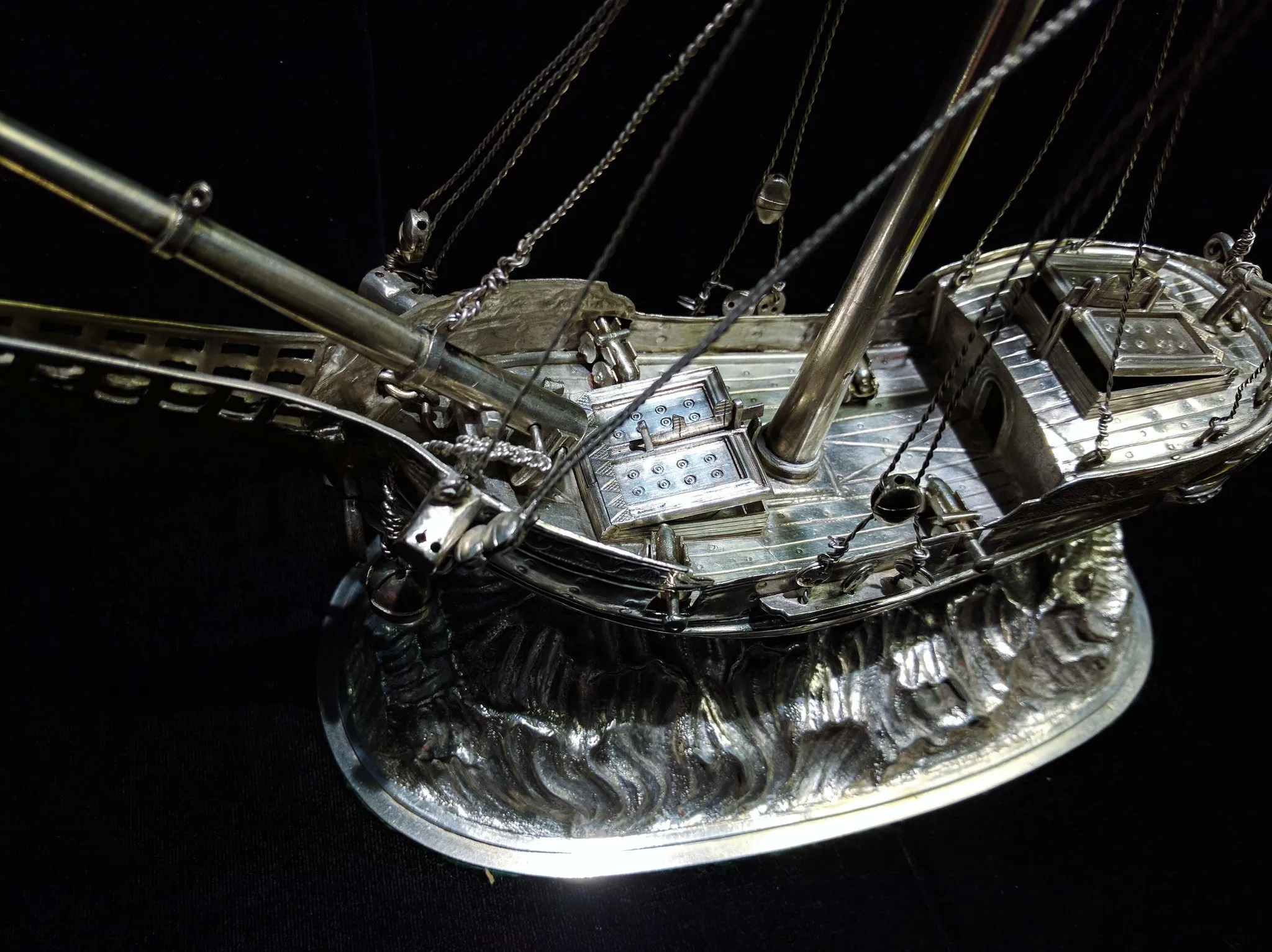 A German Silver Ship Inkstand Circa 1700s Intricate Detail w/ COA- $15K VALUE!