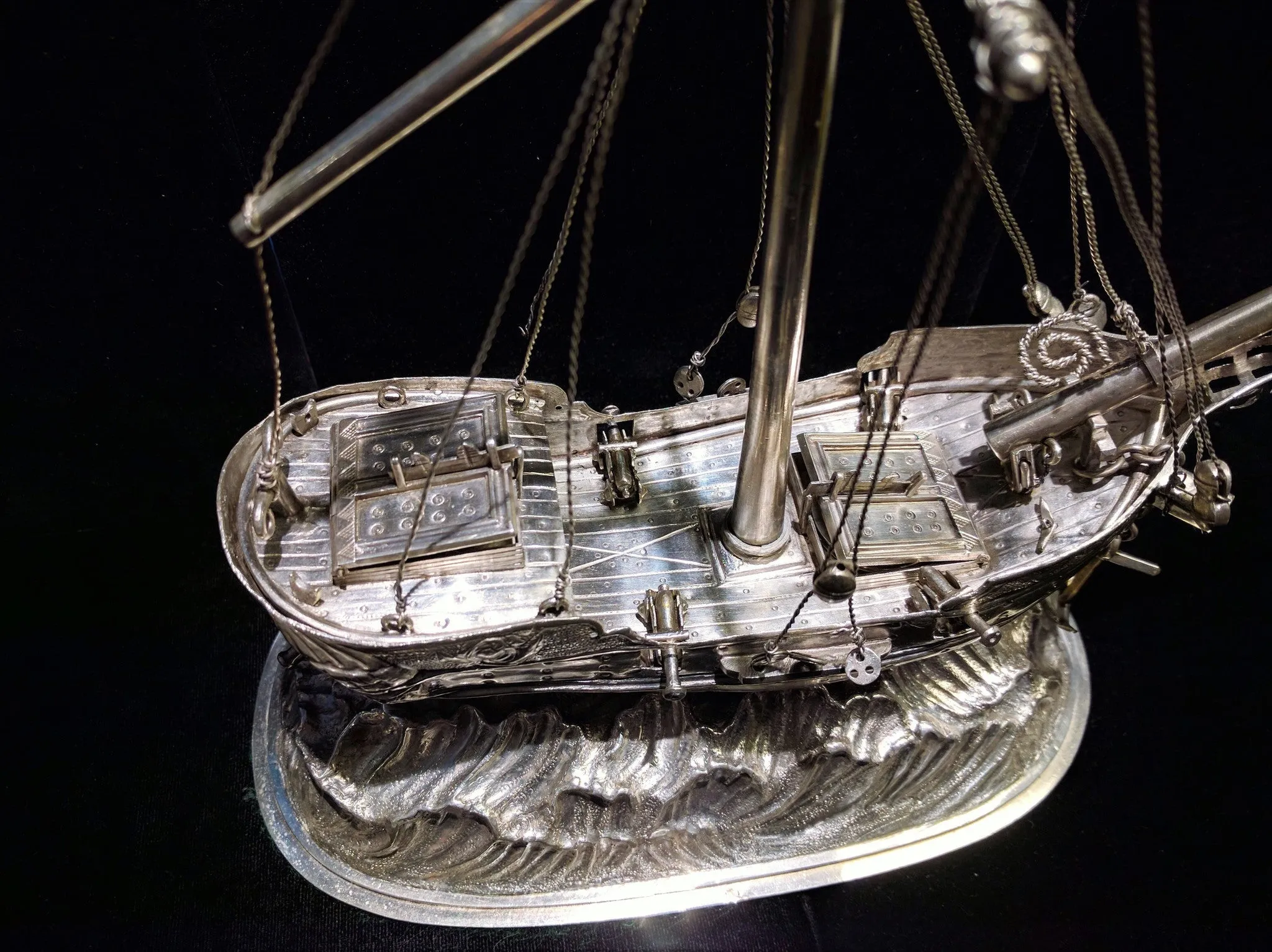 A German Silver Ship Inkstand Circa 1700s Intricate Detail w/ COA- $15K VALUE!