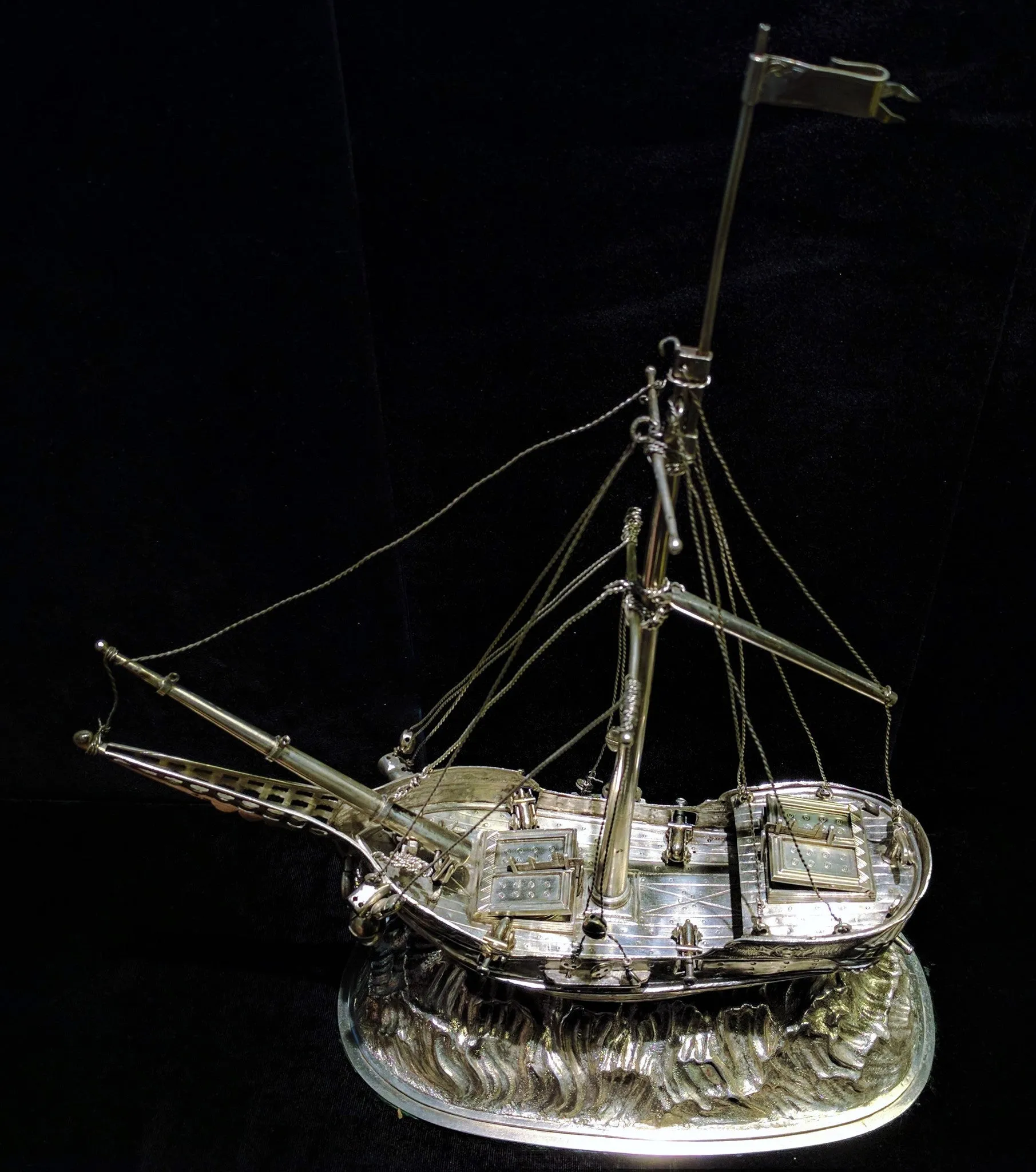 A German Silver Ship Inkstand Circa 1700s Intricate Detail w/ COA- $15K VALUE!