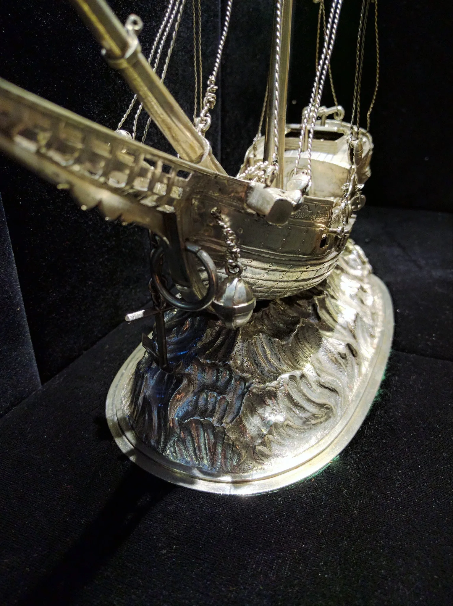 A German Silver Ship Inkstand Circa 1700s Intricate Detail w/ COA- $15K VALUE!