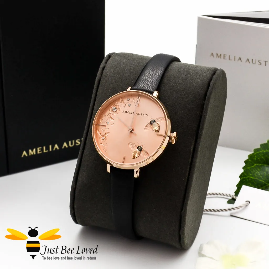 Amelia Austin Bumble Bee Leather Watch - 3 Dial Colours