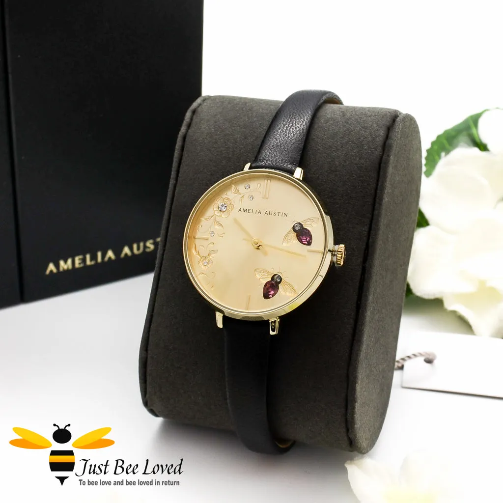 Amelia Austin Bumble Bee Leather Watch - 3 Dial Colours