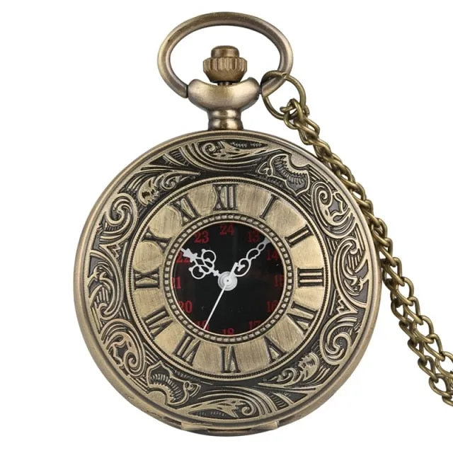 Antique Retro Roman Numerals Display Quartz Pocket Watch
