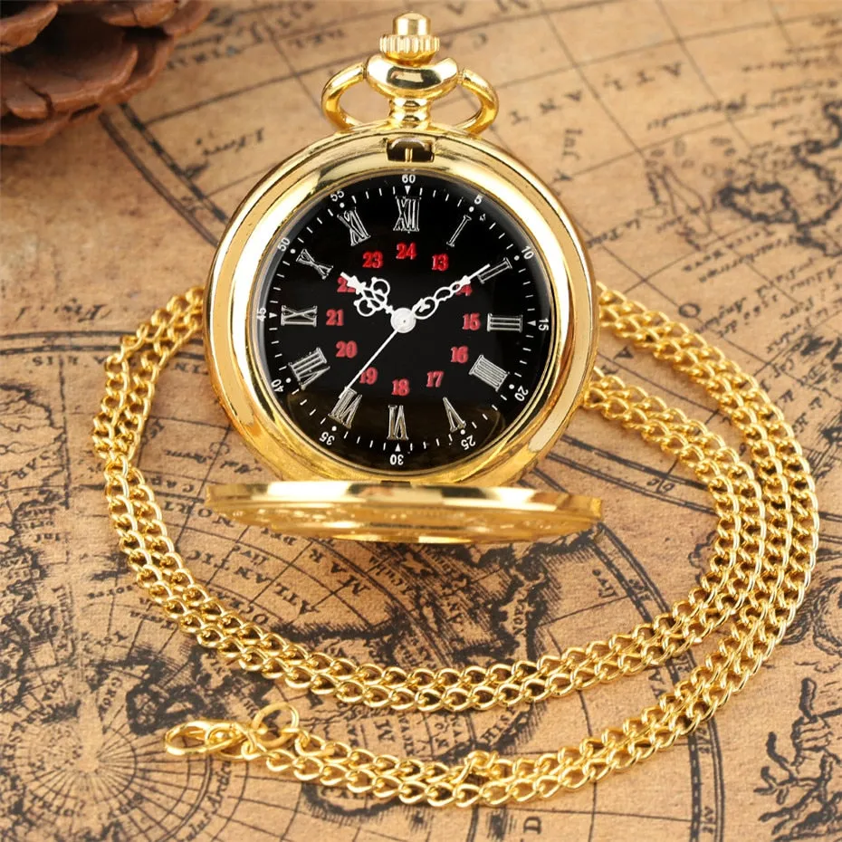 Antique Retro Roman Numerals Display Quartz Pocket Watch