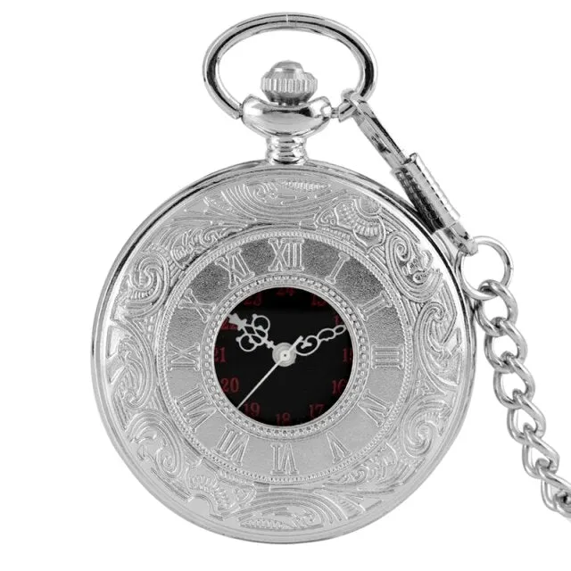 Antique Retro Roman Numerals Display Quartz Pocket Watch