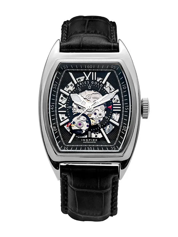 Aries Gold Automatic Infinum Cruiser Gold Stainless Steel Black Leather Strap G 901A S-BKR Watch