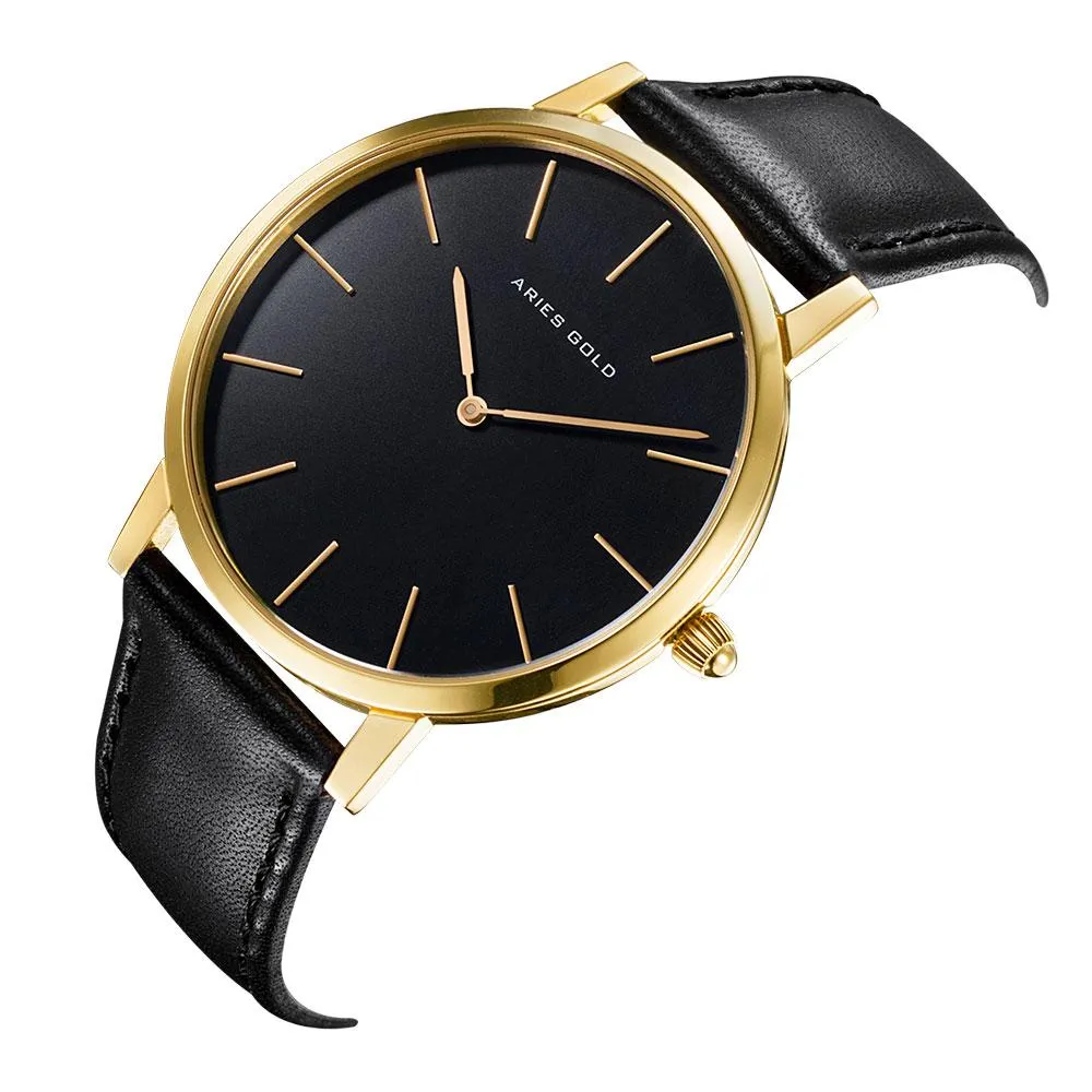 Aries Gold Urban Santos Black Leather Strap G 1022 G-BK Watch