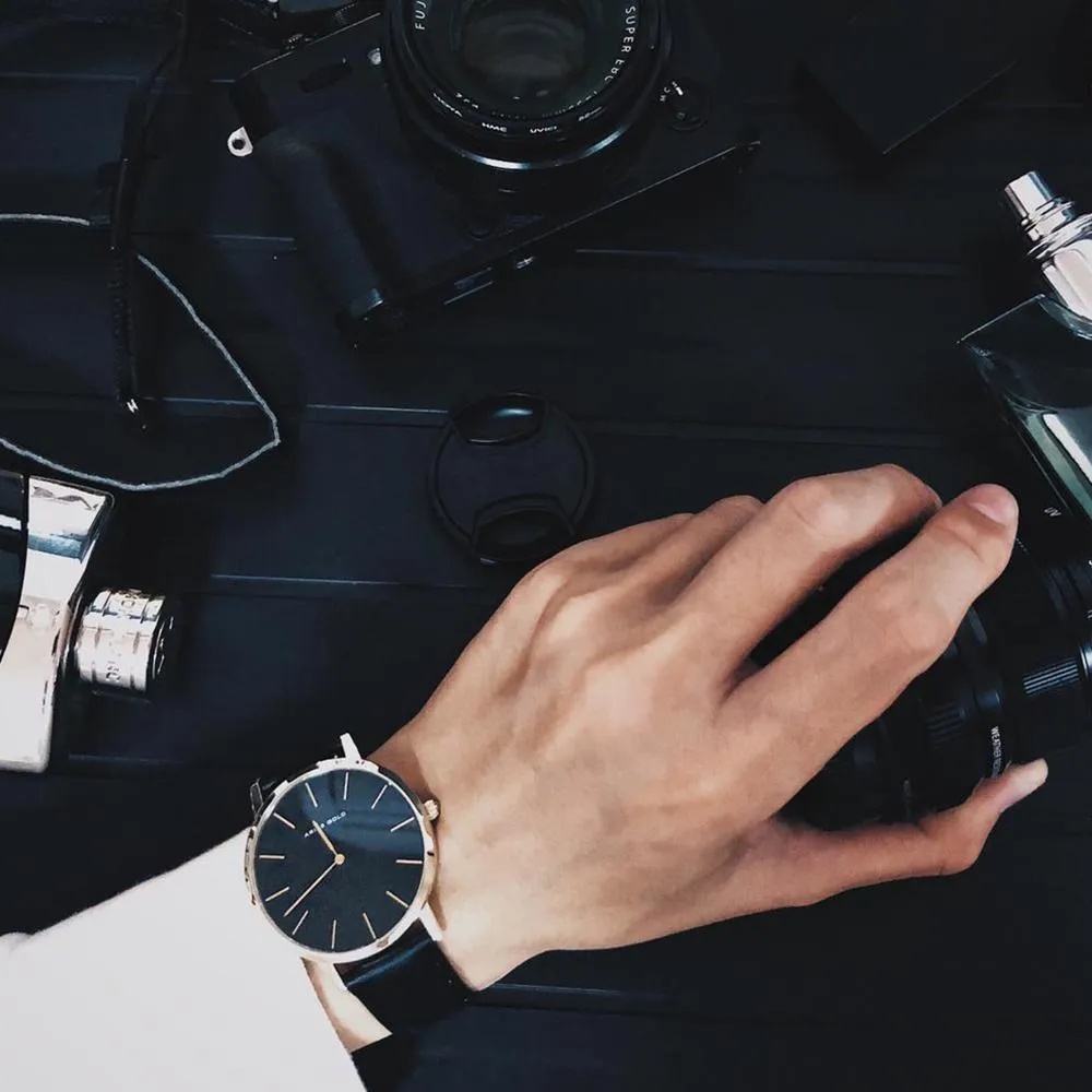 Aries Gold Urban Santos Black Leather Strap G 1022 G-BK Watch