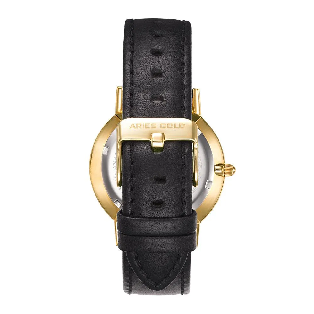Aries Gold Urban Santos Black Leather Strap G 1022 G-BK Watch