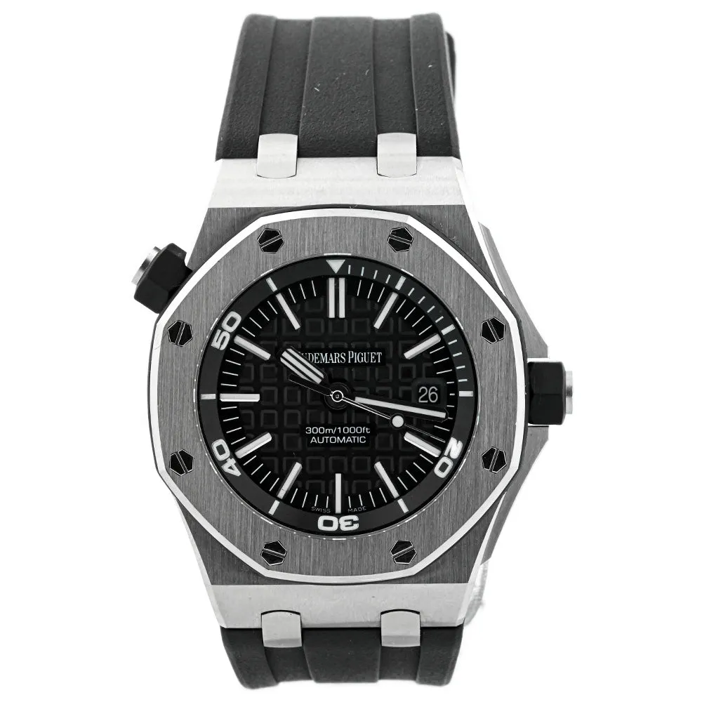 Audemars Piguet Men's Royal Oak Offshore Diver Stainless Steel 42mm Black Méga Tapisserie Stick Dial Watch Reference #: 15703ST.OO.A002CA.01