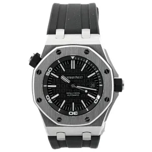 Audemars Piguet Men's Royal Oak Offshore Diver Stainless Steel 42mm Black Méga Tapisserie Stick Dial Watch Reference #: 15703ST.OO.A002CA.01
