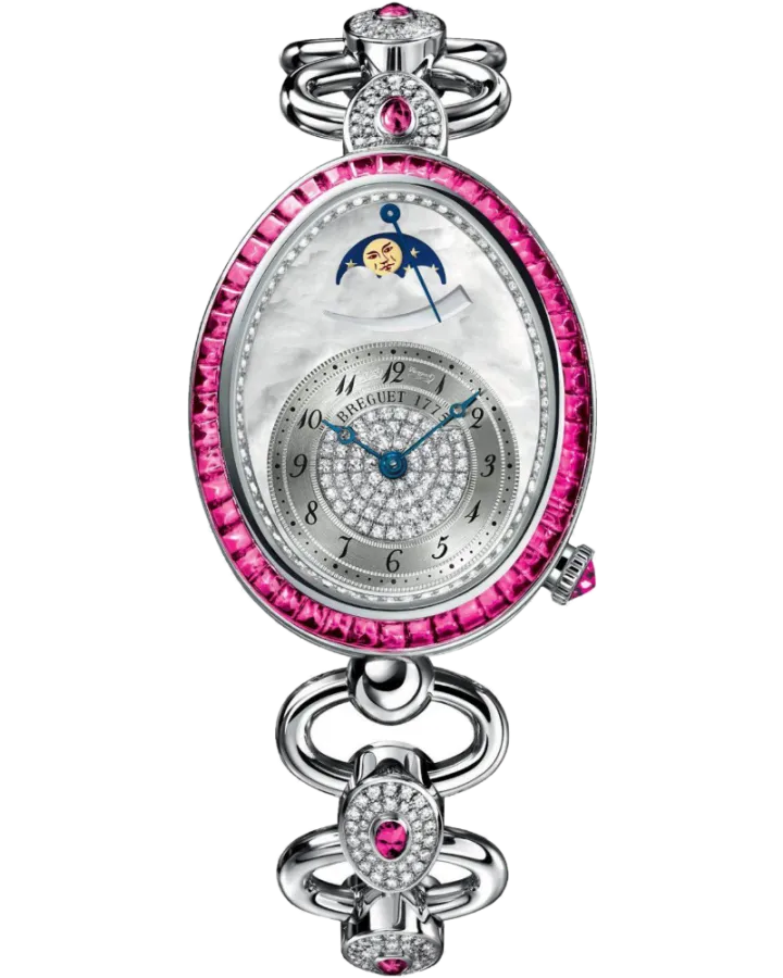 Breguet Reine de Naples 18K White Gold & Diamonds & Rubies Ladies Watch