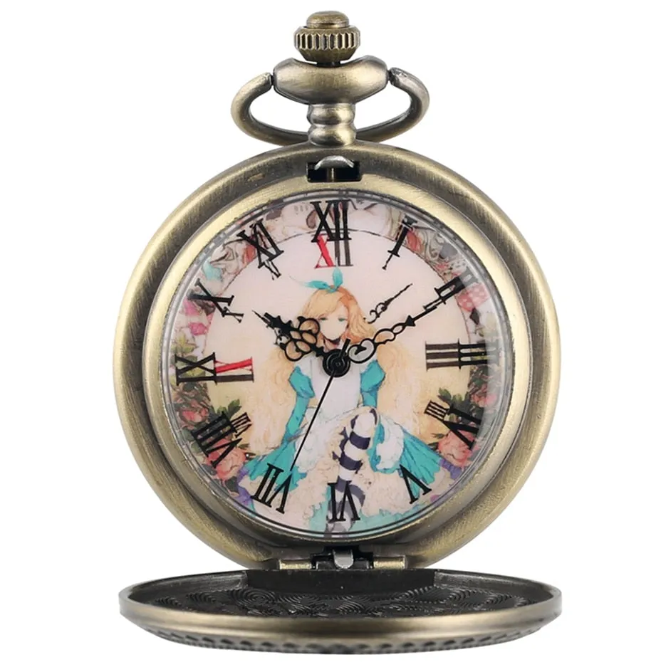 Bronze Lovely Princess Alice In Wonderland Theme Hollow Quartz Pocket