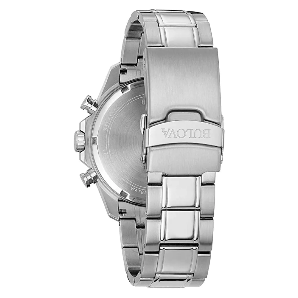 Bulova Mens Blue Dial Silver Band Stainless Steel Dress Quartz Watch - 96B256