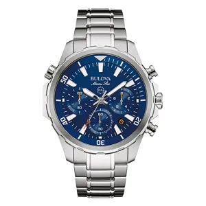Bulova Mens Blue Dial Silver Band Stainless Steel Dress Quartz Watch - 96B256