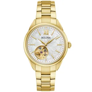 Bulova Sutton Automatic Mother-of-Pearl Dial Gold-Tone Bracelet Watch 34.5mm - 97L172
