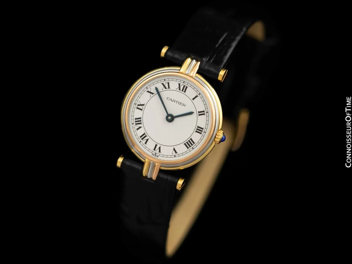Cartier Vendome Trinity Ladies Solid 18K Gold Watch - Yellow, White & Rose Gold