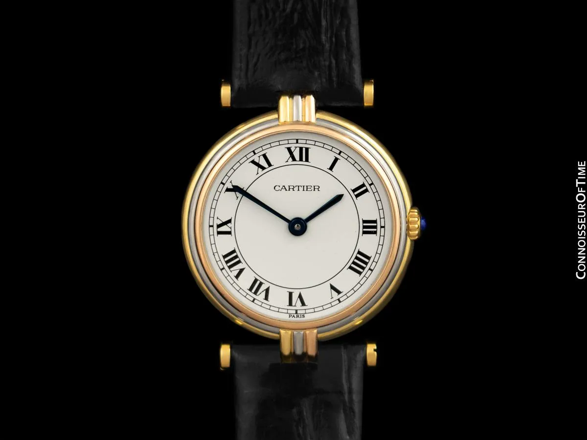 Cartier Vendome Trinity Ladies Solid 18K Gold Watch - Yellow, White & Rose Gold