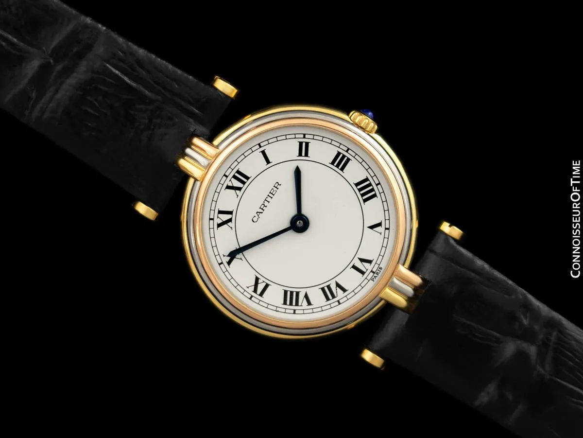 Cartier Vendome Trinity Ladies Solid 18K Gold Watch - Yellow, White & Rose Gold