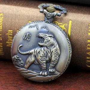 Chinese Tiger Retro Quartz Pocket Watch