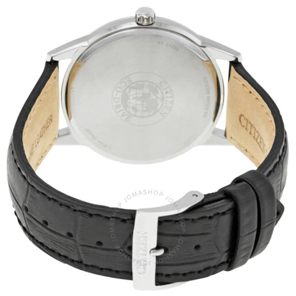 Citizen Eco-Drive Men's Stainless Steel Case Black Leather Silver Watch - AW1236-03A