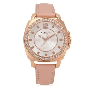 Coach Pink Leather Rose Gold Case Women's Watch 14503151