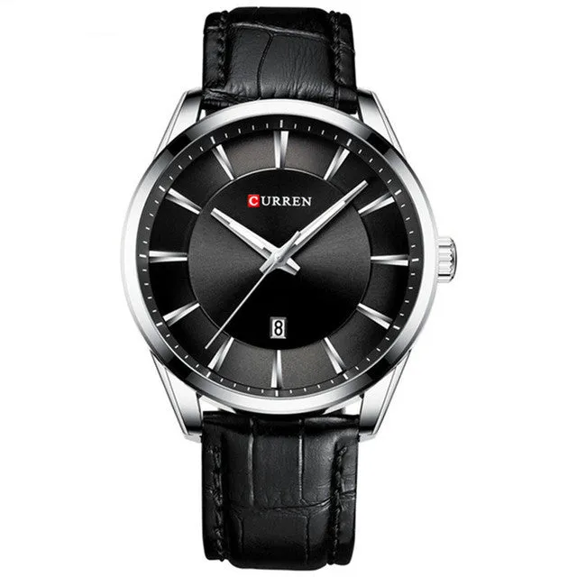 CURREN Leather Strap Classic Men Business Calendar Quartz Wrist Watches