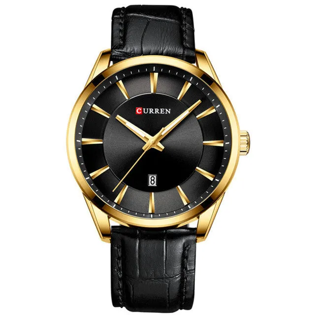 CURREN Leather Strap Classic Men Business Calendar Quartz Wrist Watches