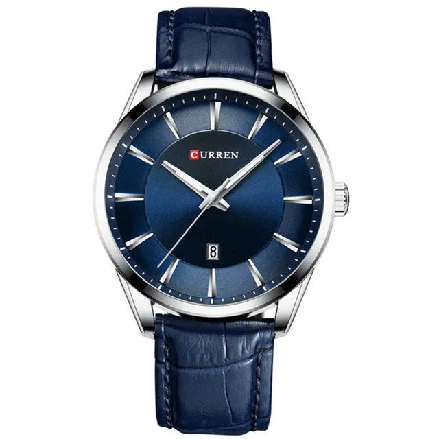 CURREN Leather Strap Classic Men Business Calendar Quartz Wrist Watches