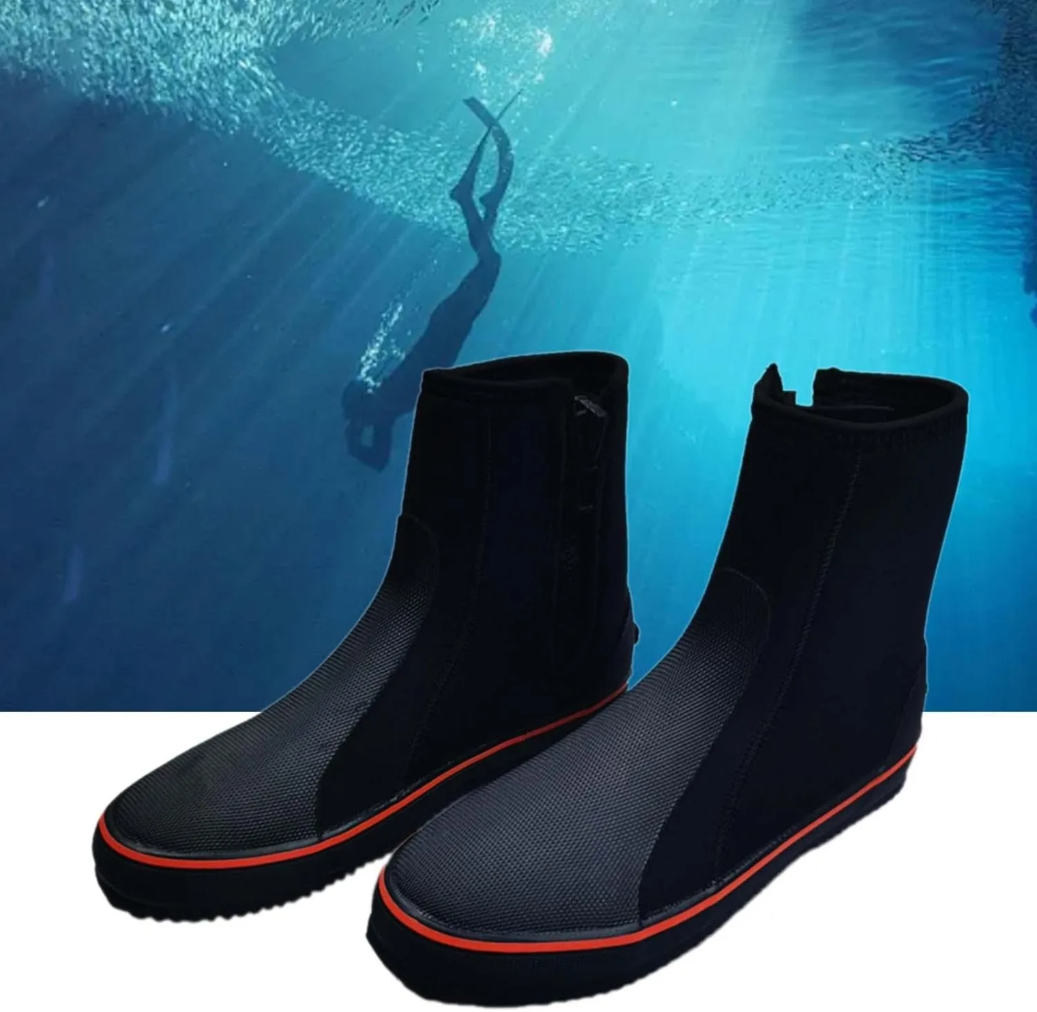 Diving Boots Dive Boots Side Zipper Wetsuit Booties Non Slip Water Shoes Diving Shoes for Snorkeling Windsurfing Water Sports