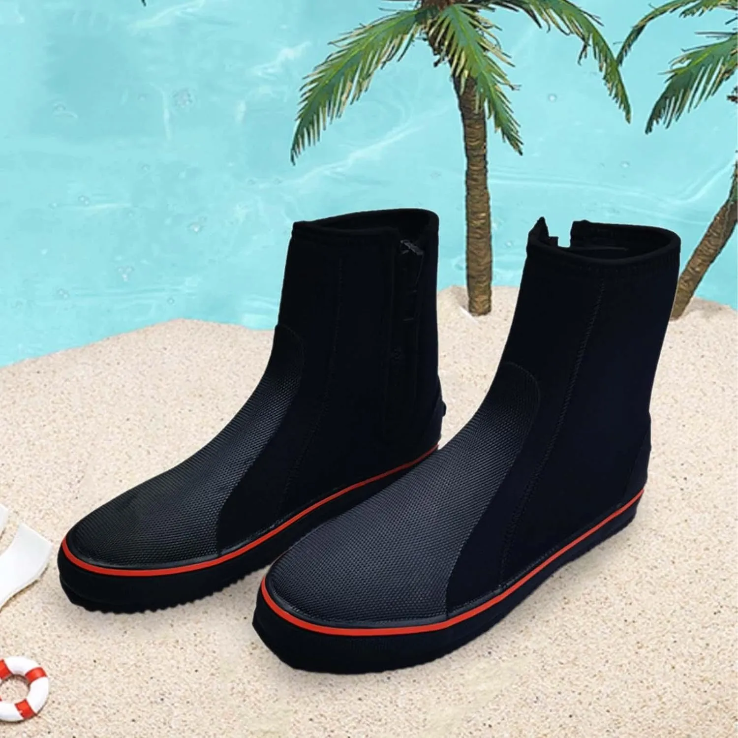 Diving Boots Dive Boots Side Zipper Wetsuit Booties Non Slip Water Shoes Diving Shoes for Snorkeling Windsurfing Water Sports