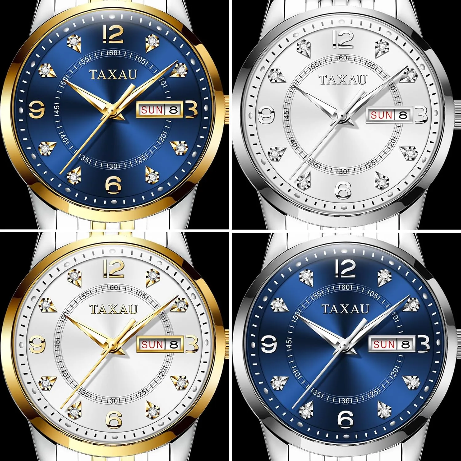 Dress Watches for Women Waterproof Ladies Watches Luxury Diamond Stainless Steel Quartz Women's Wrist Watches with Day Date Silver Two Tone Classic Female Watch Dainty Small Face