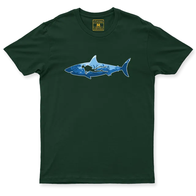 Drifit Shirt: Shark Scuba Diver