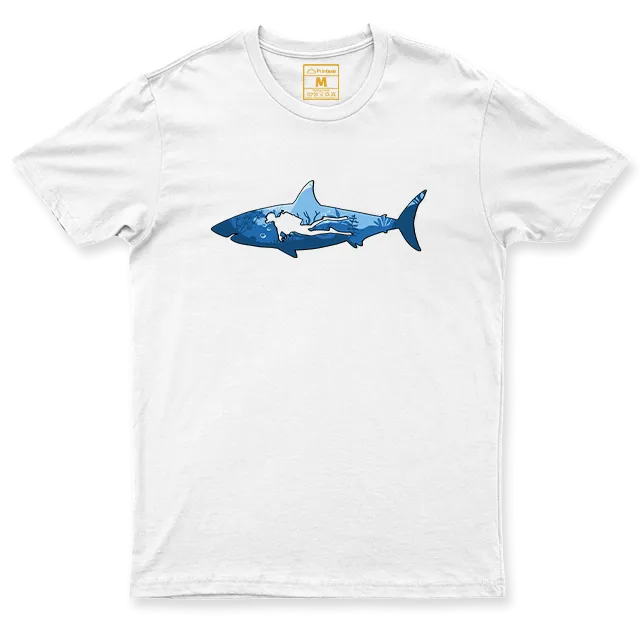 Drifit Shirt: Shark Scuba Diver
