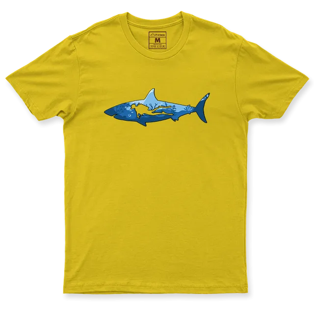 Drifit Shirt: Shark Scuba Diver