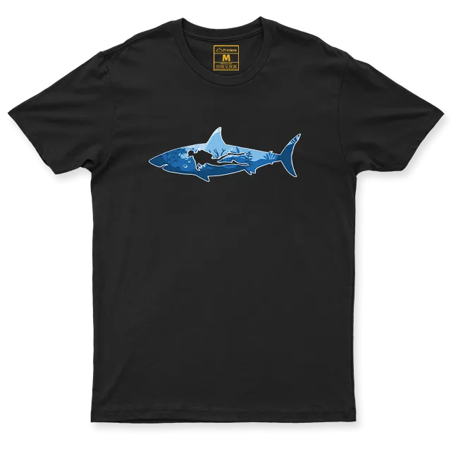 Drifit Shirt: Shark Scuba Diver